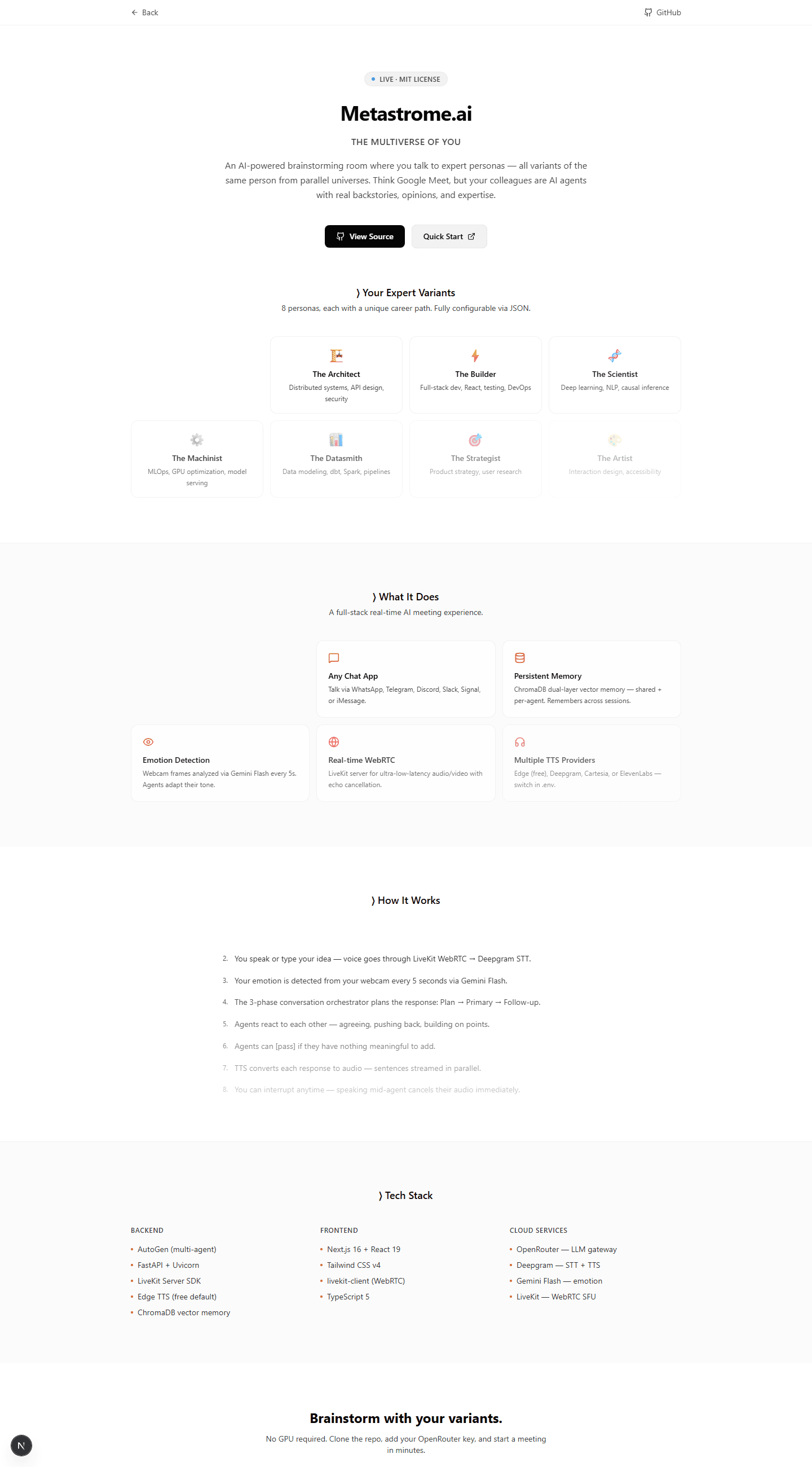 Metastrome.ai landing page preview
